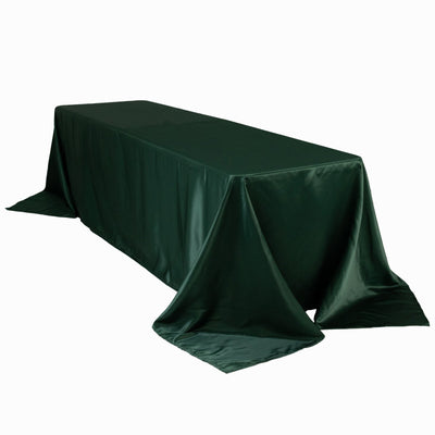 Lamour Satin 90’’x156’’ Rectangle Tablecloth Hunter Emerald Green - Luxurious Soft Seamless Table Cover - Tablecloths