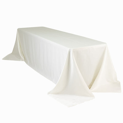 Lamour Satin 90’’x156’’ Rectangle Tablecloth Ivory - Luxurious Soft Seamless Table Cover - Tablecloths