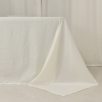 Lamour Satin 90’’x156’’ Rectangle Tablecloth Ivory - Luxurious Soft Seamless Table Cover - Tablecloths