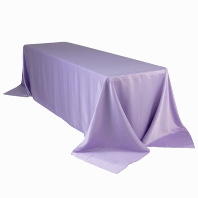Lamour Satin 90’’x156’’ Rectangle Tablecloth Lavender Lilac - Luxurious Soft Seamless Table Cover - Tablecloths
