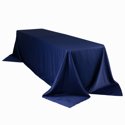 Lamour Satin 90’’x156’’ Rectangle Tablecloth Navy Blue - Luxurious Soft Seamless Table Cover - Tablecloths