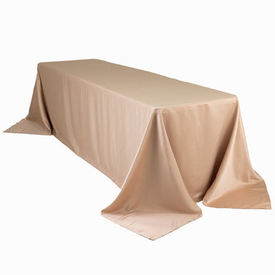 Lamour Satin 90’’x156’’ Rectangle Tablecloth Nude - Luxurious Soft Seamless Table Cover - Tablecloths