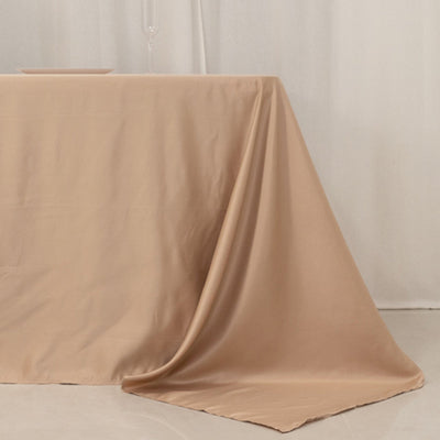 Lamour Satin 90’’x156’’ Rectangle Tablecloth Nude - Luxurious Soft Seamless Table Cover - Tablecloths