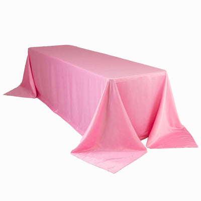 Lamour Satin 90’’x156’’ Rectangle Tablecloth Pink - Luxurious Soft Seamless Table Cover - Tablecloths
