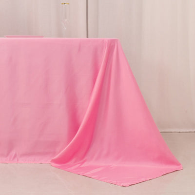 Lamour Satin 90’’x156’’ Rectangle Tablecloth Pink - Luxurious Soft Seamless Table Cover - Tablecloths