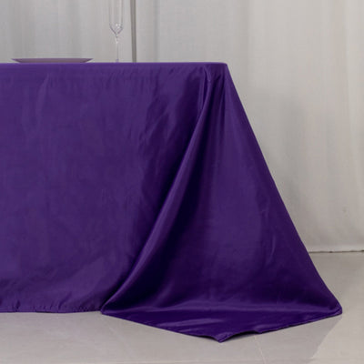 Lamour Satin 90’’x156’’ Rectangle Tablecloth Purple - Luxurious Soft Seamless Table Cover - Tablecloths