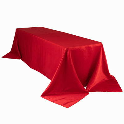 Lamour Satin 90’’x156’’ Rectangle Tablecloth Red - Luxurious Soft Seamless Table Cover - Tablecloths