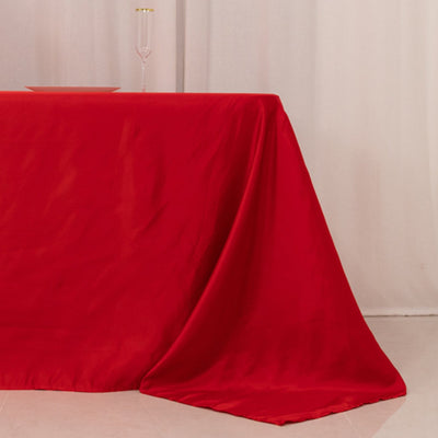 Lamour Satin 90’’x156’’ Rectangle Tablecloth Red - Luxurious Soft Seamless Table Cover - Tablecloths