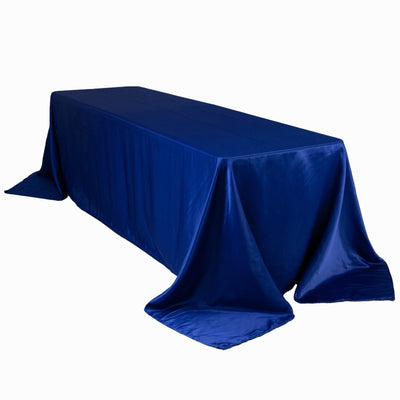 Lamour Satin 90’’x156’’ Rectangle Tablecloth Royal Blue - Luxurious Soft Seamless Table Cover - Tablecloths