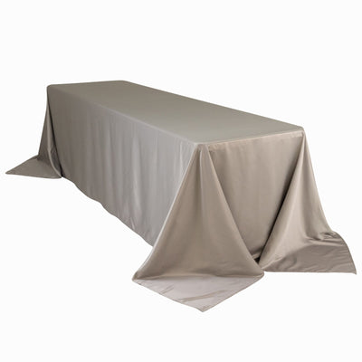 Lamour Satin 90’’x156’’ Rectangle Tablecloth Silver - Luxurious Soft Seamless Table Cover - Tablecloths