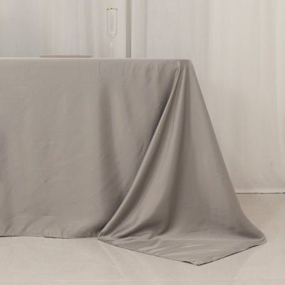 Lamour Satin 90’’x156’’ Rectangle Tablecloth Silver - Luxurious Soft Seamless Table Cover - Tablecloths