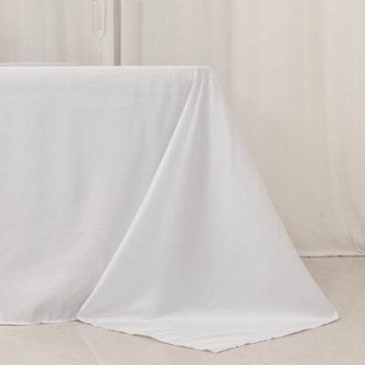 Lamour Satin 90’’x156’’ Rectangle Tablecloth White - Luxurious Soft Seamless Table Cover for Stylish Settings