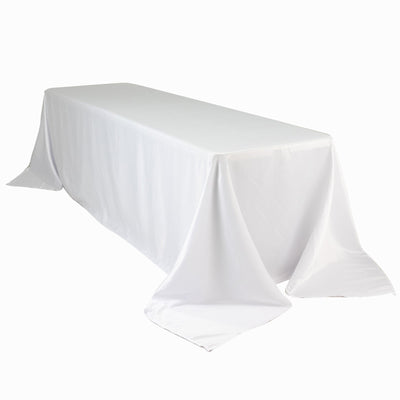 Lamour Satin 90’’x156’’ Rectangle Tablecloth White - Luxurious Soft Seamless Table Cover for Stylish Settings