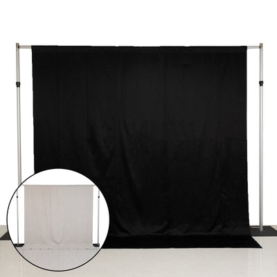 Lamour Satin Blackout Curtains 10ft x 10ft Panels Black/Ivory | Water-Resistant PU-Coated Double Sided Backdrop