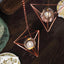 Set of 2 Hanging Tealight Candle Holders Rose Gold Metal Diamond Geometric Open Frame - Flower Terrariums 12", 15"
