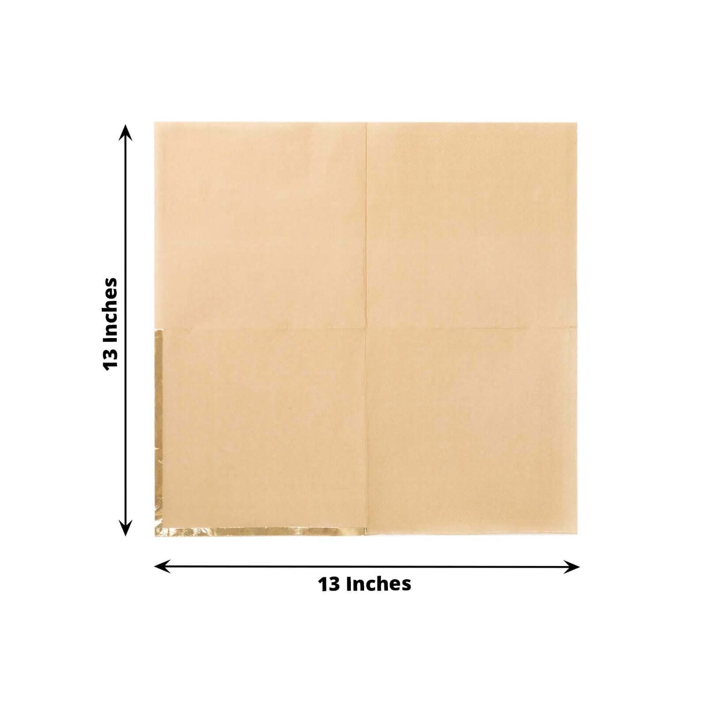 50-Pack Paper Beverage Napkins with Gold Foil Edge Natural - Disposable 2 Ply Cocktail Napkins for Events 6.5"x6.5"