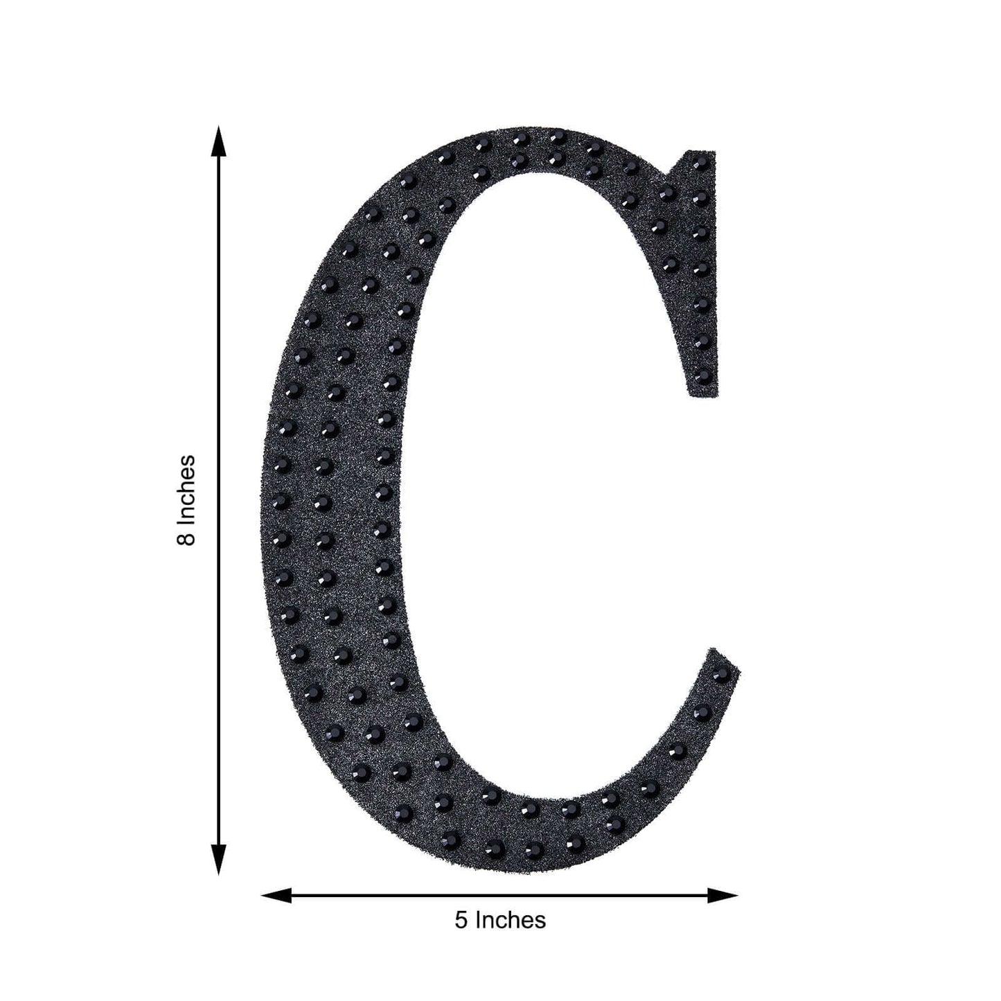 Decorative Rhinestone Alphabet "C" Letter Stickers, Glitter Adhesive Craft Letters Black DIY Sparkle Embellishments 8"