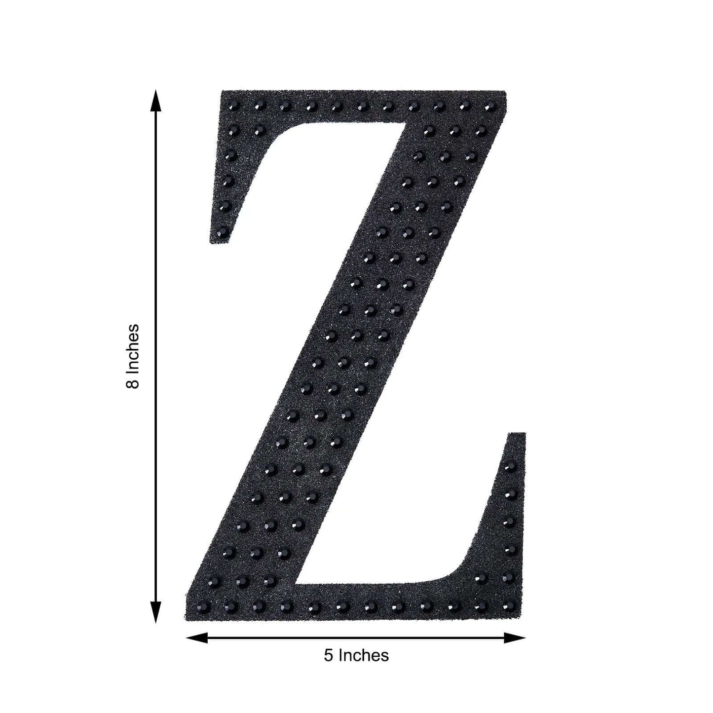 Decorative Rhinestone Alphabet "Z" Letter Stickers, Glitter Adhesive Craft Letters Black DIY Sparkle Embellishments 8"