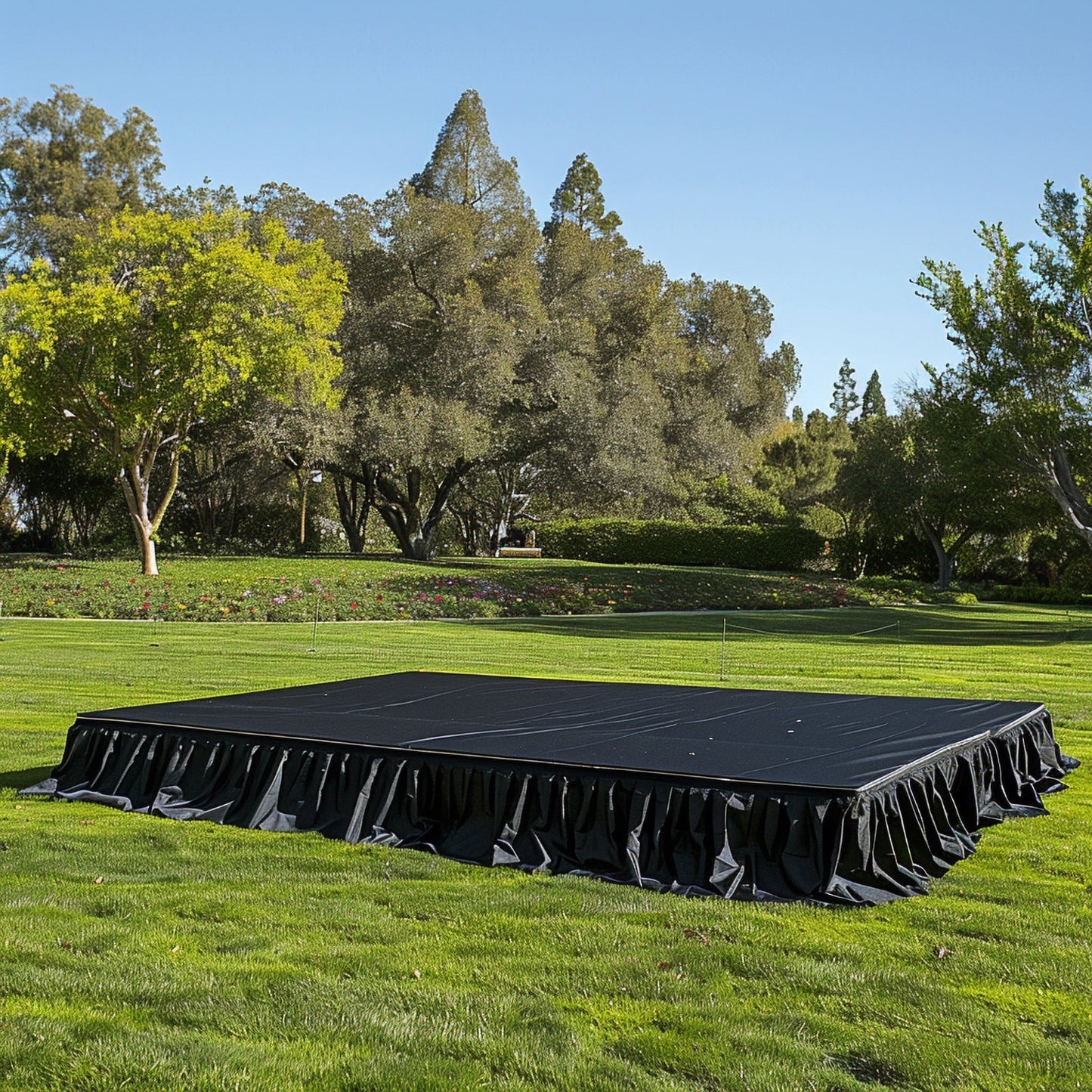 Portable Stage Skirt Black Polyester Platform Skirting Cloth for Events, Performances & Wedding Staging - 16"x10ft
