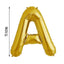 13" Matte Gold Letter and Number Balloons, Mylar Foil Balloons