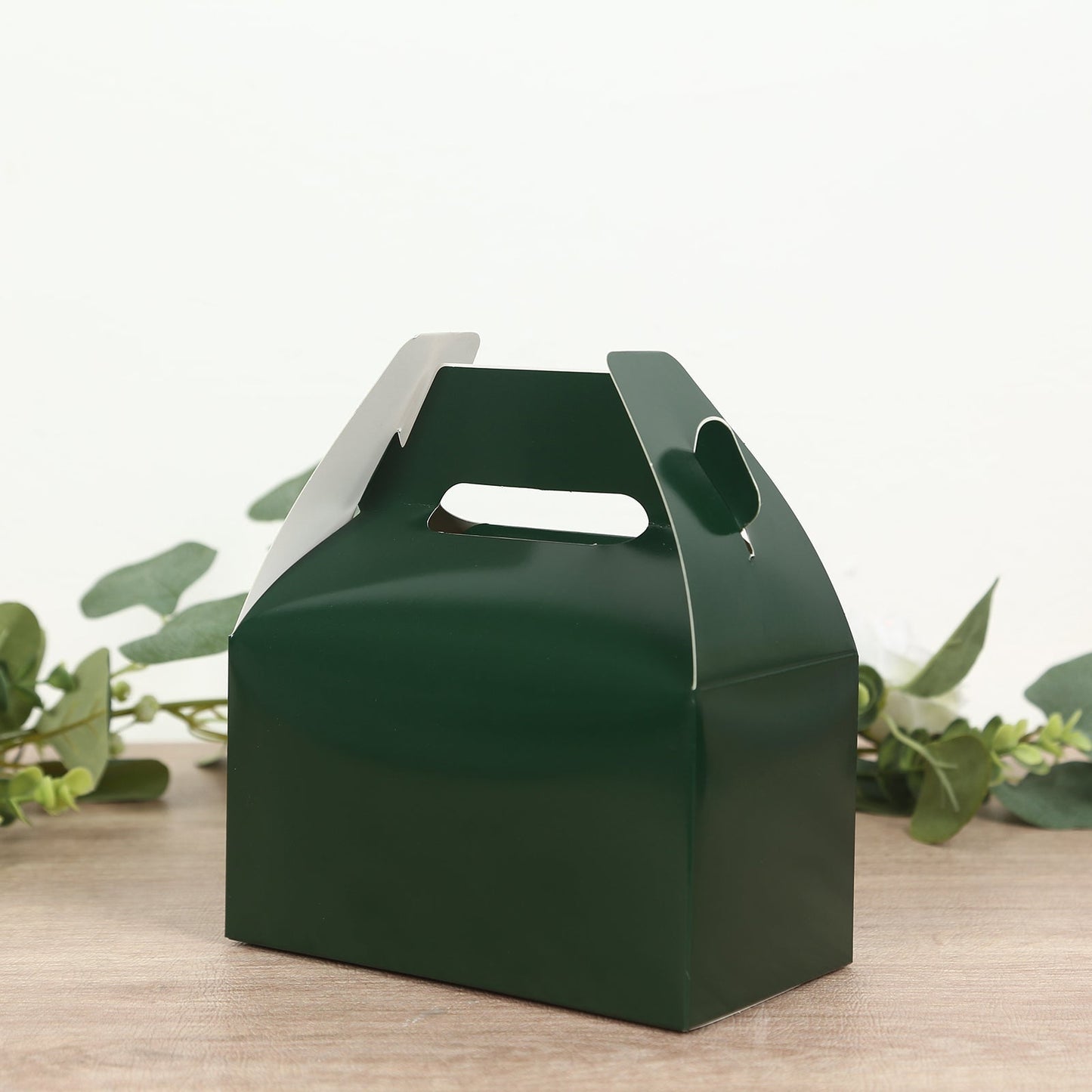 25 Pack Candy Gift Tote Gable Boxes, Hunter Emerald Green Party Favor Treat Boxes - 6"x3.5"x7"