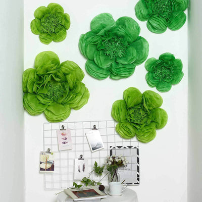 Set of 6 Mint Apple Green Peony 3D Paper Flowers Wall Decor - 7",9",11"