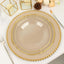 10-Pack Plastic 10" Dinner Plates in Clear with Gold Scalloped Rim - Disposable Large Party Plates