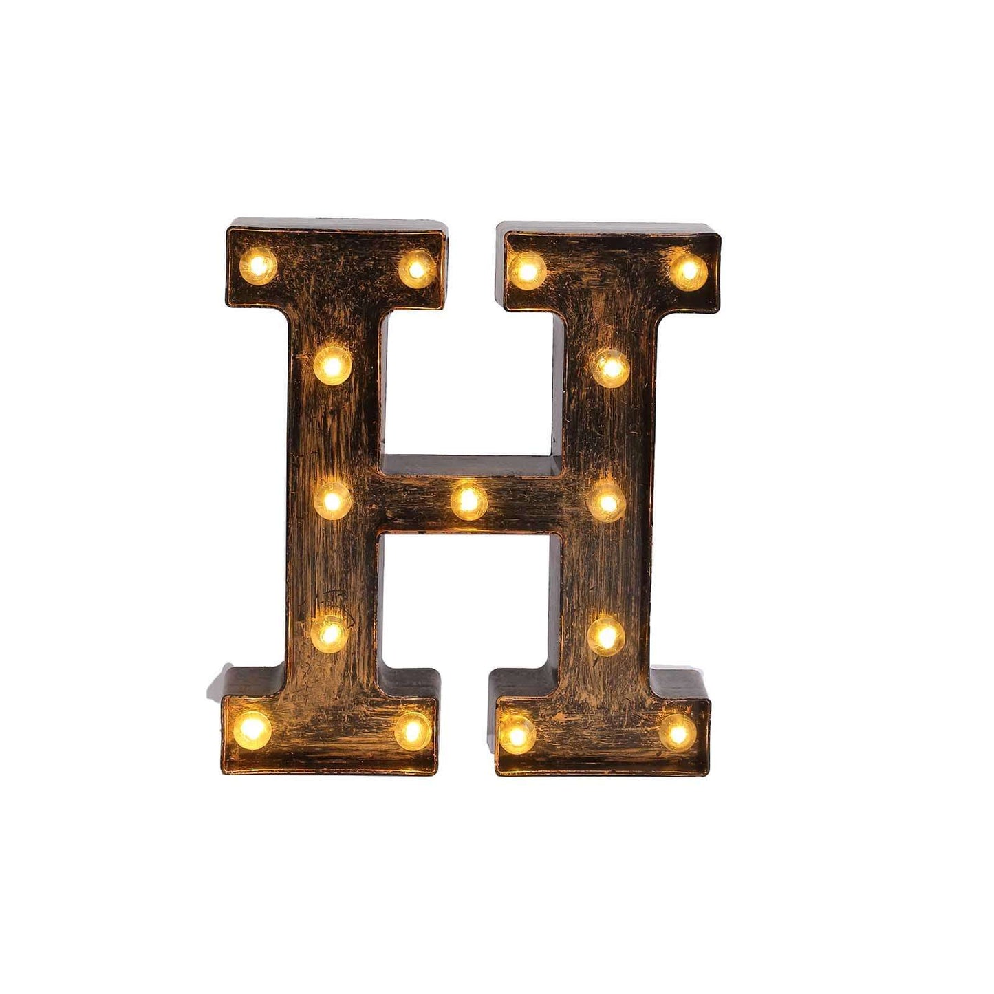 LED Marquee Letter "H" Industrial Style Antique Black - Light-Up Alphabet Sign for Weddings & Displays 9"