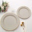 25-Pack Paper 10" Round Dinner Plates in Taupe Sunray Design with Gold Rim - Disposable Heavy Duty 350GSM Party Plates