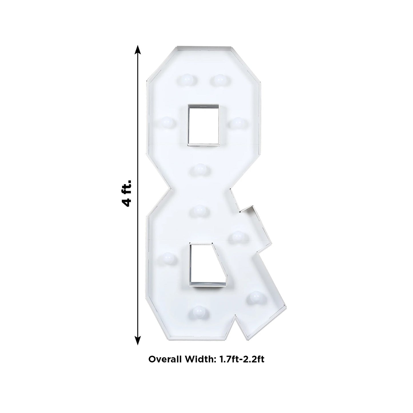 Giant LED Marquee Light Up Symbol "&", White 4ft Pre-Cut Foam Board with 10 Warm White Battery Operated LEDs, Glue Gun and Sticks