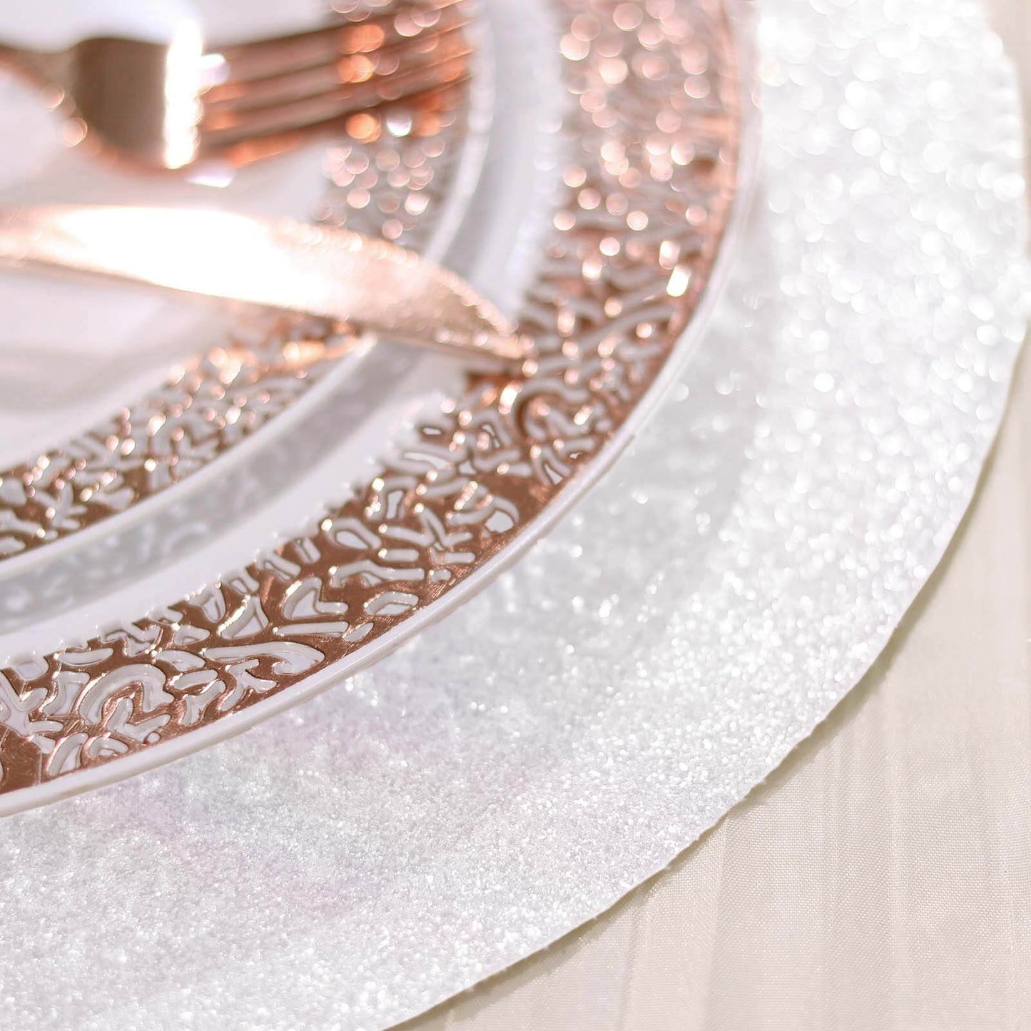 6-Pack Placemats Glitter Design Iridescent Sparkle Round - Non-Slip Decorative Dining Table Mats 13"