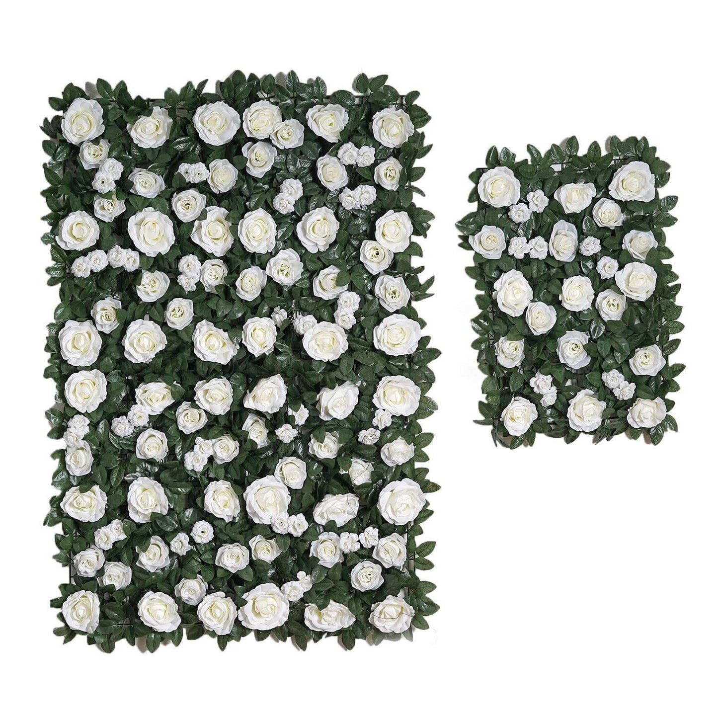 3 Sq ft. Easy-Install White Silk Rose Flower Mat Wall Panel Backdrop