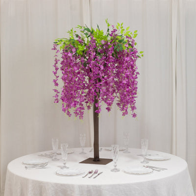 Lavender Lilac Artificial Wisteria Tree â€“ 4ft Cascading Silk Flowers with Natural Trunk for Weddings Receptions &