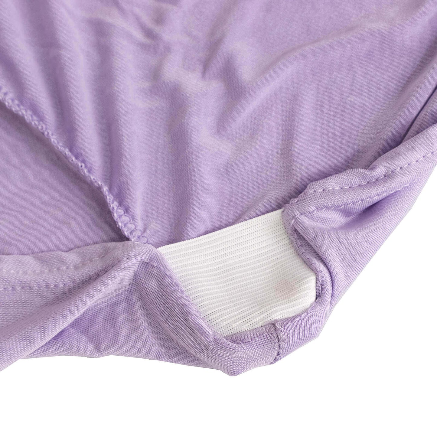 Stretch Spandex Chair Cover Lavender Lilac for Folding Chairs - Secure Fit Slipcover with Silver Rhinestone Buckled Sash Band