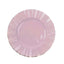 10-Pack Plastic 9" Round Dinner Plates in Lavender Lilac Ruffled Rim with Gold Edging - Sturdy Disposable Dinnerware