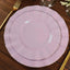 10-Pack Plastic 9" Round Dinner Plates in Lavender Lilac Ruffled Rim with Gold Edging - Sturdy Disposable Dinnerware