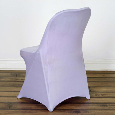 Stretch Spandex Chair Cover Lavender Lilac for Folding Chairs - Reusable & Wrinkle-Resistant 160GSM Fitted Slipcover