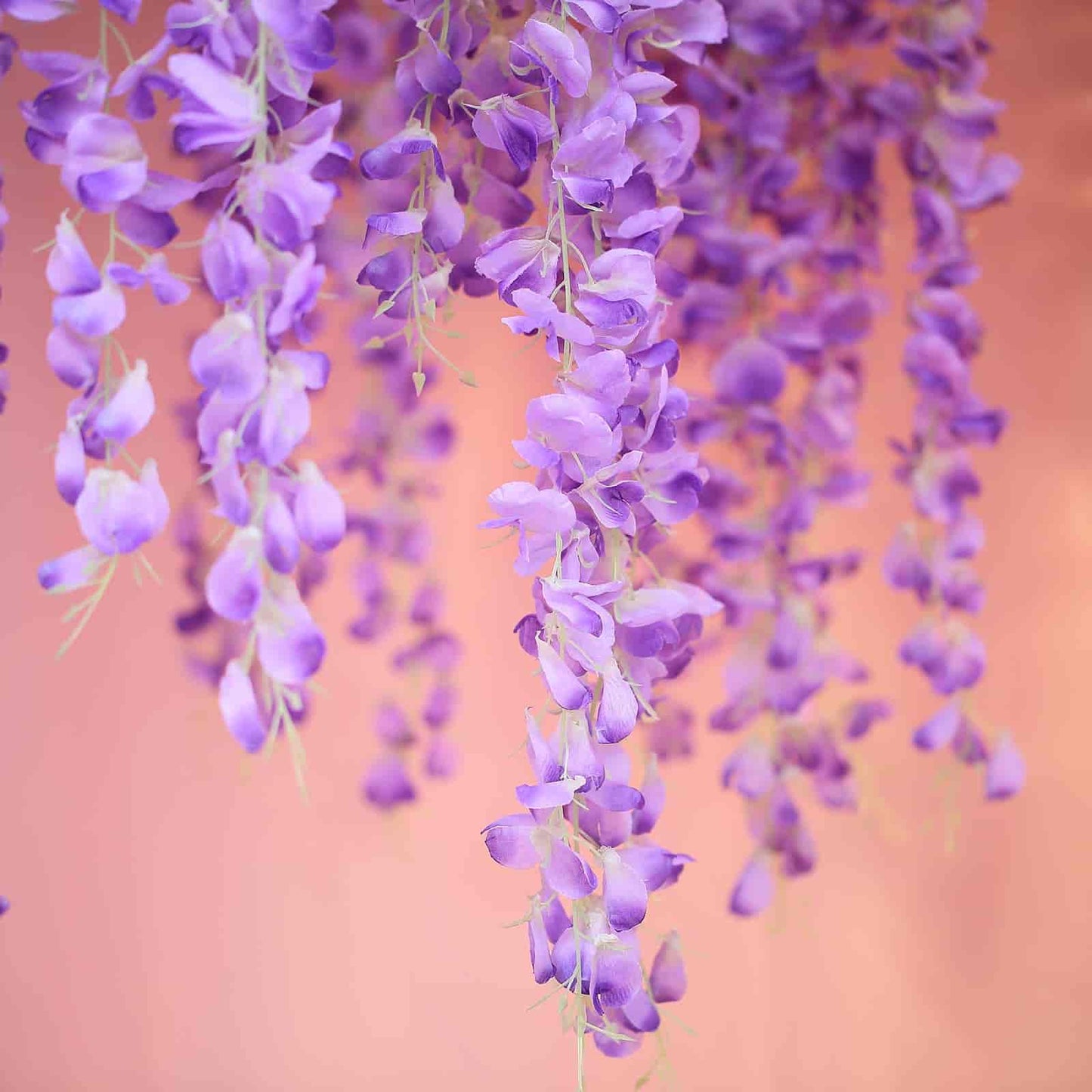 42" Silk Hanging Wisteria Flower Garland Vines in Lavender Lilac, Elaborated 5 Full Strands in 1 Bush
