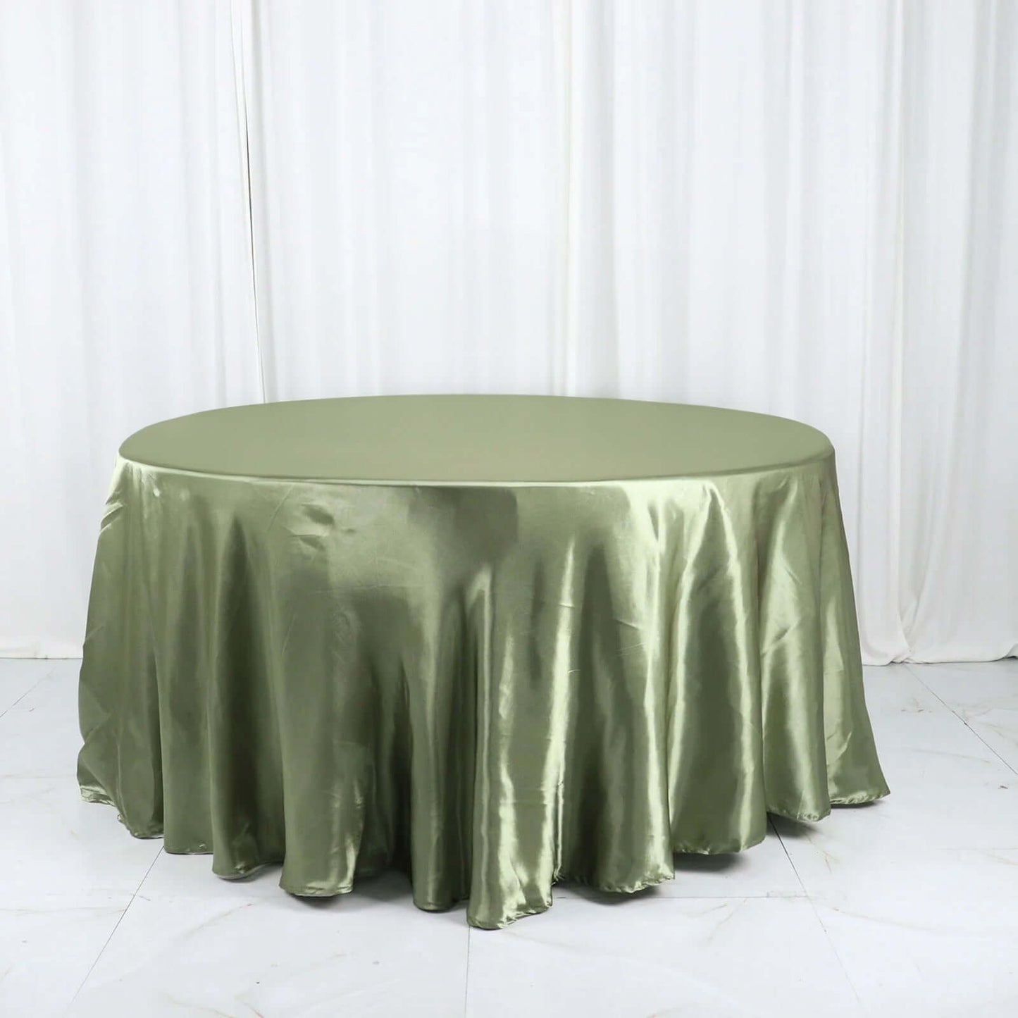 Satin 120" Round Tablecloth Dusty Sage Green - Stylish Seamless Table Cover