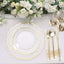 10-Pack Plastic 10" Round Dinner Plates in Clear with Gold Scalloped Rim - Disposable Party Plates