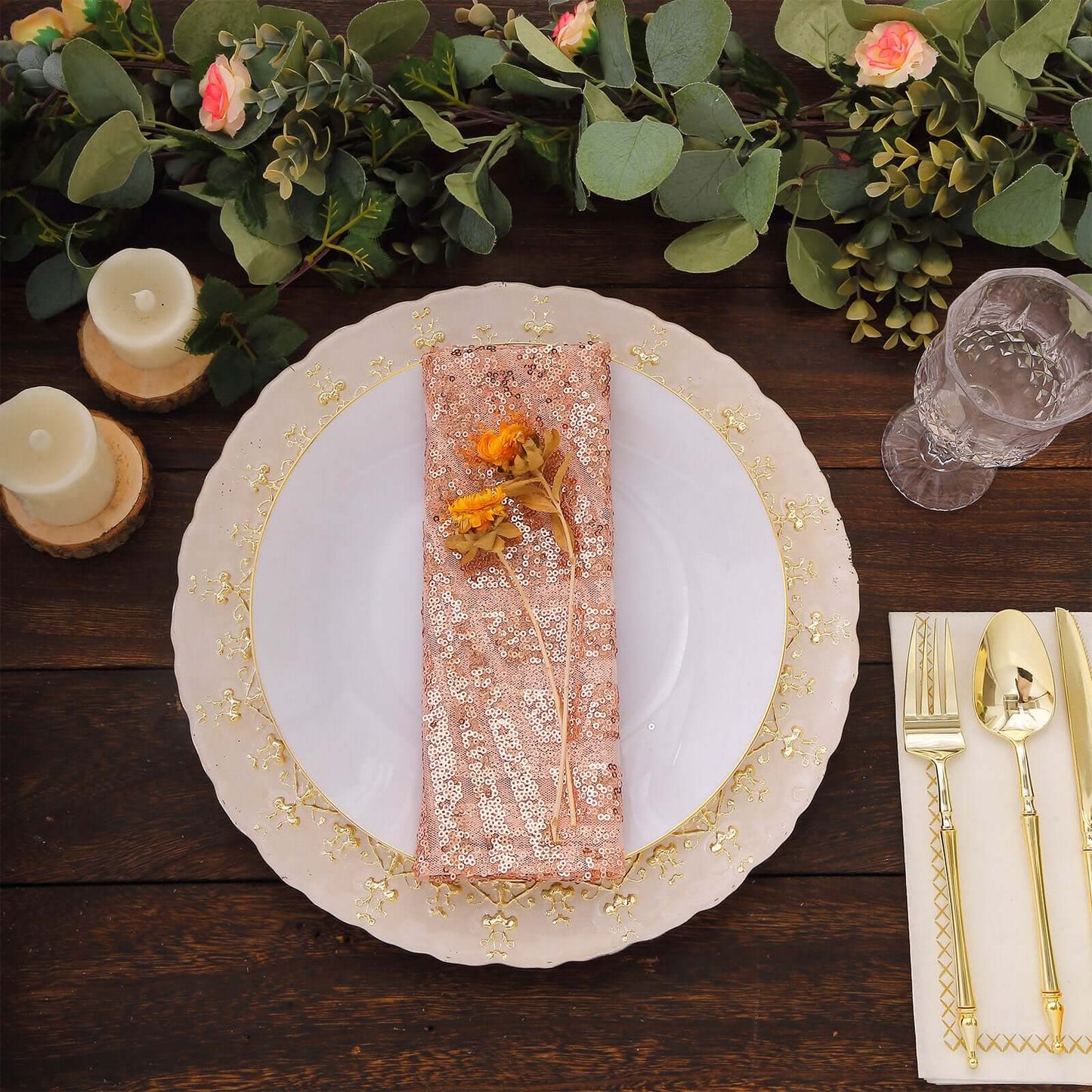 Sequin Napkins 20"x20" Blush - Diamond Pattern Reusable Napkin