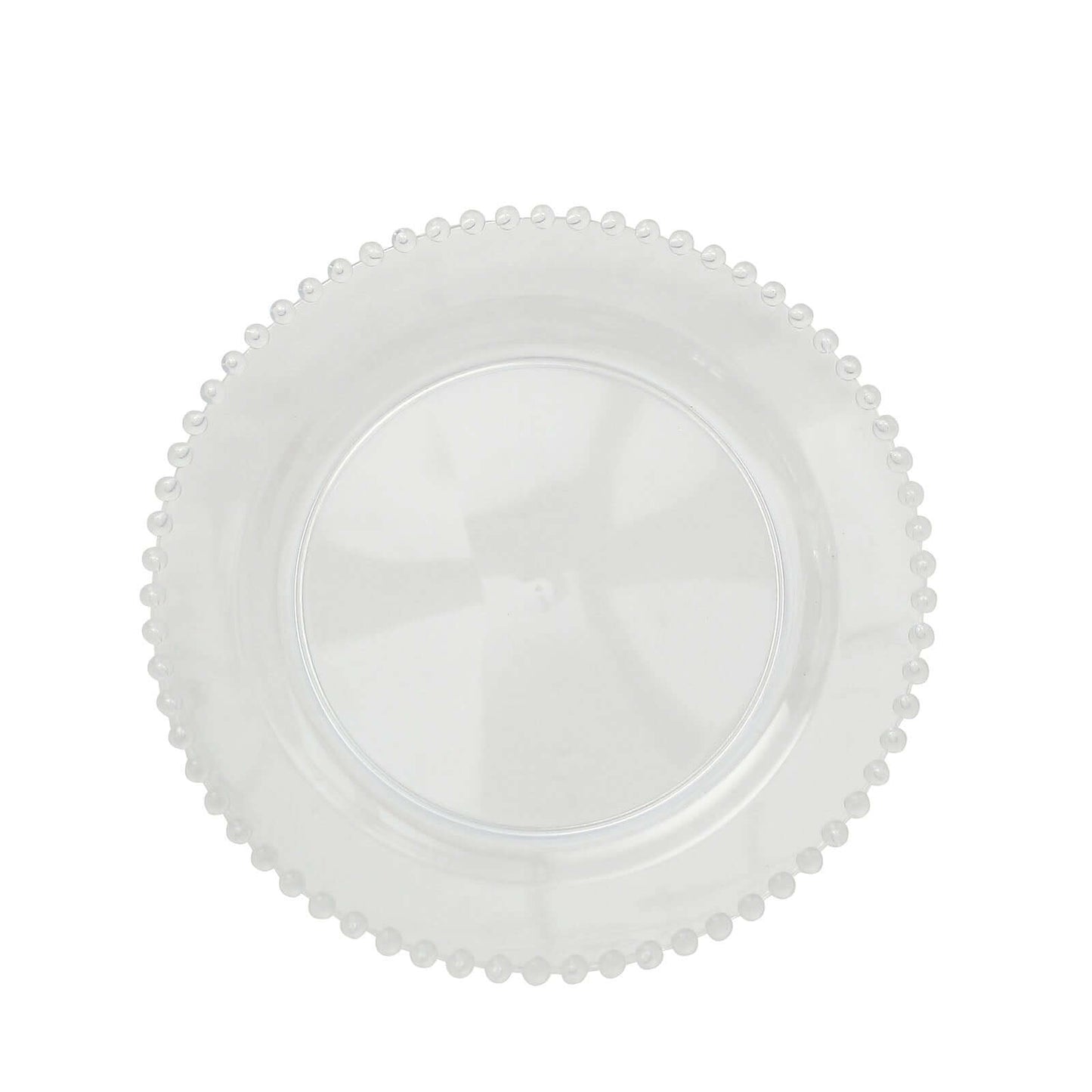 10-Pack Plastic 10" Round Dinner Plates in Clear with Beaded Rim - Disposable Party Plates for Banquets & Festive Occasions