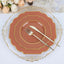 10-Pack Plastic Dessert Appetizer Plates in Terracotta (Rust) Baroque Design with Scalloped Gold Rim - Heavy Duty Disposable Salad Plates 8"