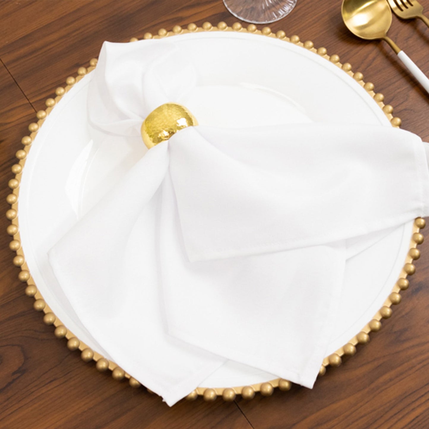 6-Pack Acrylic Round Charger Plates 13" in White with Gold Beaded Rim, Decorative Dinner Party Charger Tableware