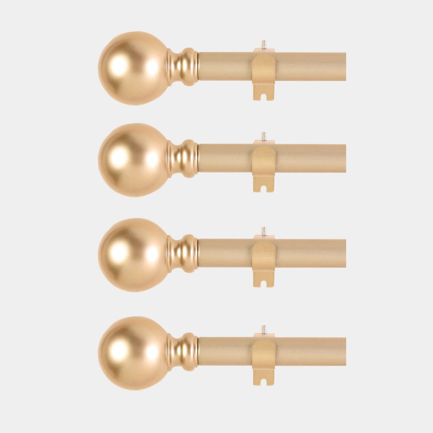 42"-126" Adjustable Curtain Rod Set, Gold, Round Finials