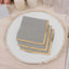 50-Pack Paper Beverage Napkins Gray with Gold Foil Edge - 2 Ply Disposable Soft 18GSM Cocktail Napkins 5"x5"