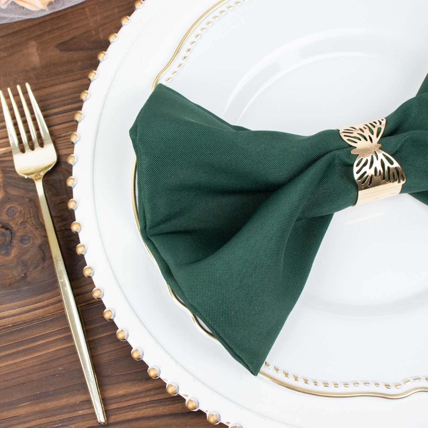 5 Pack Premium Polyester 20"x20" Napkins Hunter Emerald Green - Wrinkle-Resistant & Durable Dinner Napkins