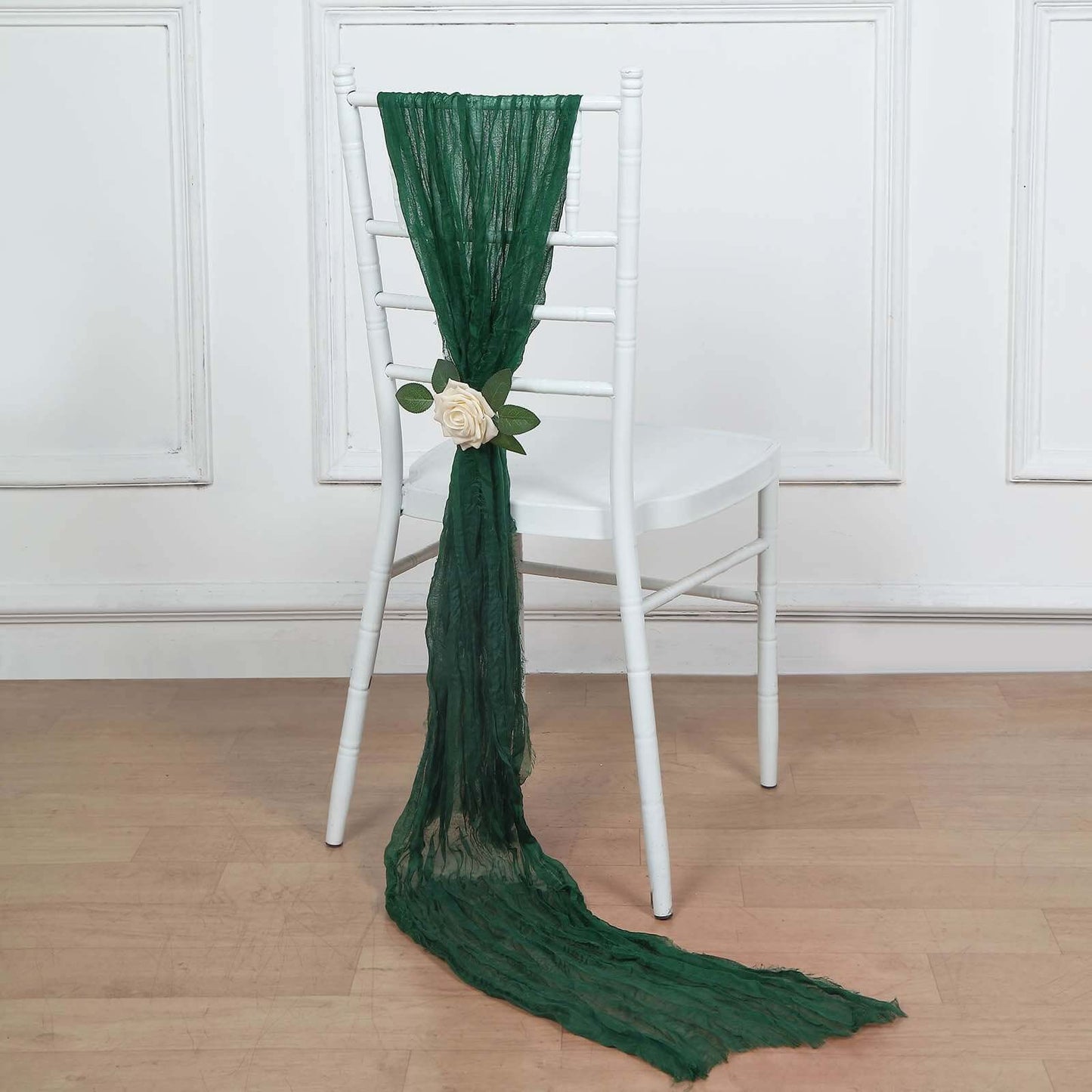 5 Pack Cheesecloth Gauze 16"x88" Chair Sashes Hunter Emerald Green - Boho Chair Decorations