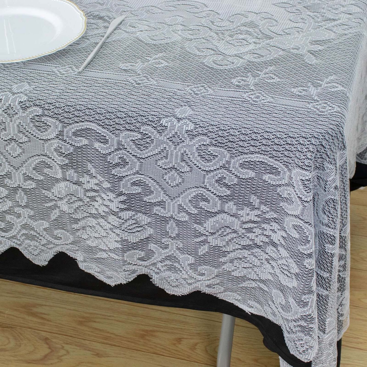 Lace 60"x108" Rectangular Oblong Tablecloth White - Premium Finish for Versatile Table Settings