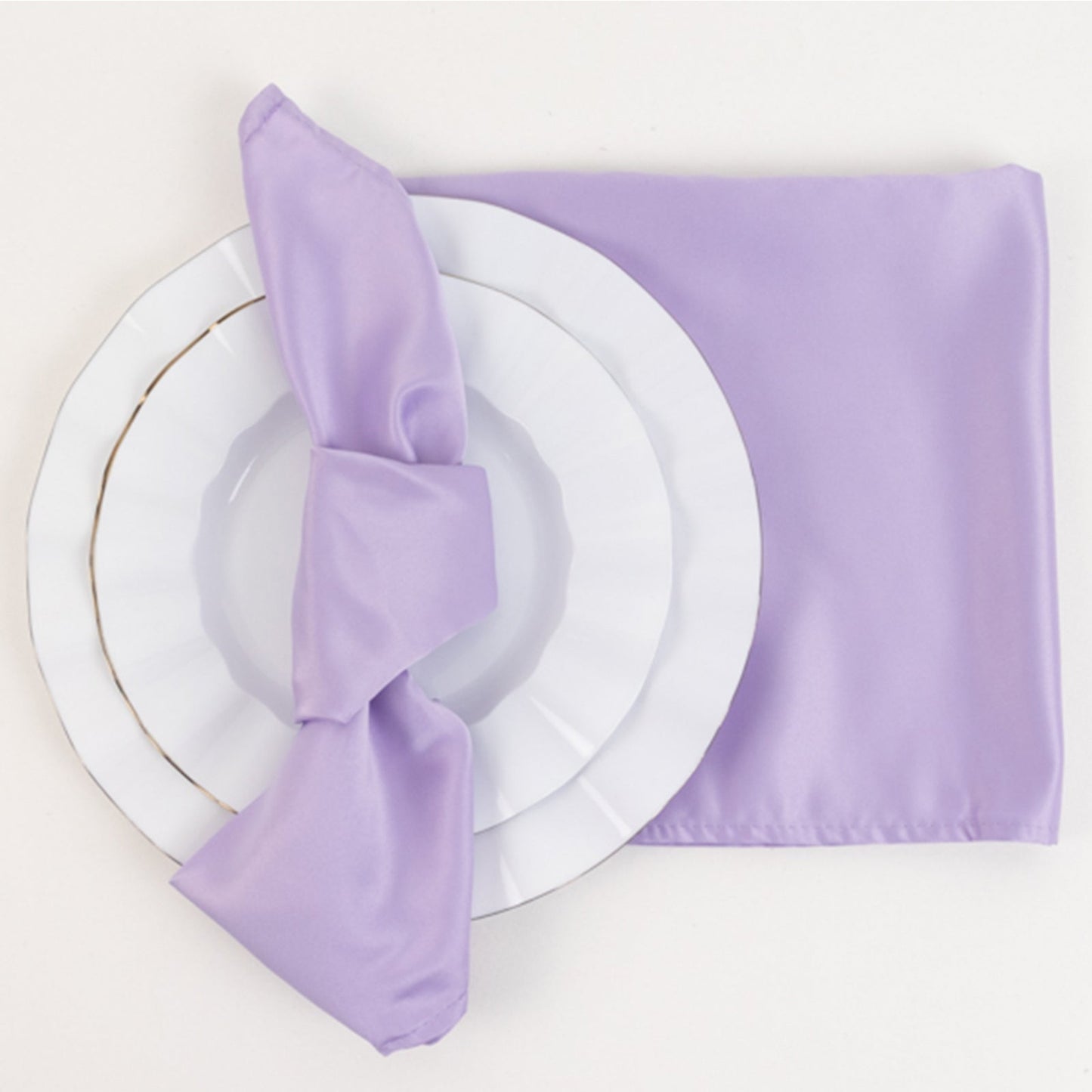 5 Pack Lamour Satin 20"x20" Napkins Lavender Lilac - Soft Matte Finish Dinner Napkins